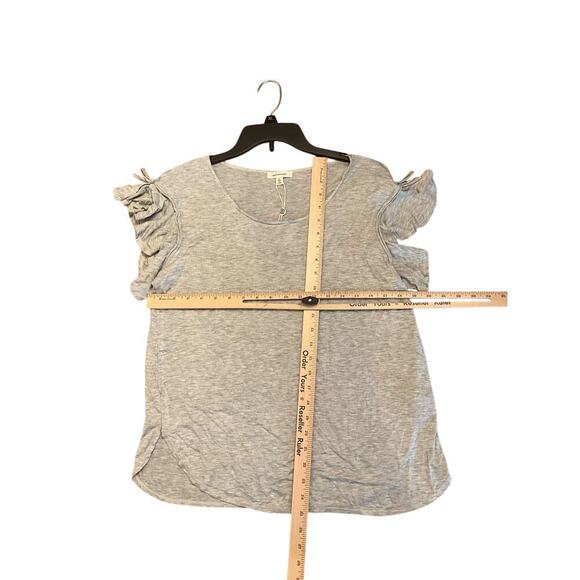 Max Studio Short Flutter Sleeve Blouse Round Neck Stretch Grey Womens Size L NEW - Picture 4 of 4